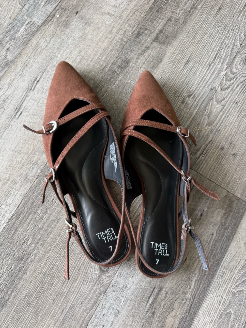 Time and Tru Women's Strappy Sling Back Flats Size 7 NWT
